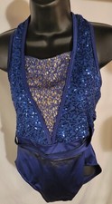 Girl's 1pc blue  silver glitter body suit size XXLC by Weissman