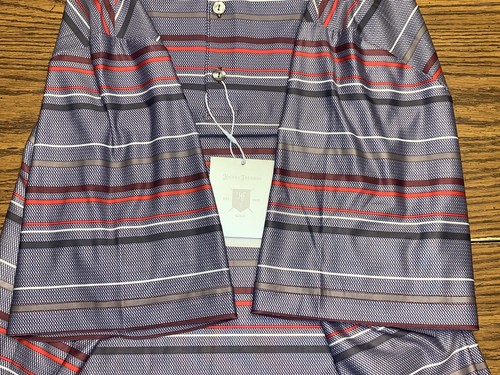 NWT Hickey Freeman Printed Polo Short Sleeve Size Medium G820609G Red/Grey - Picture 8 of 12