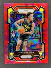 2023-24 Panini Prizm COLLIN SEXTON Red Cracked Ice #13 Utah Jazz