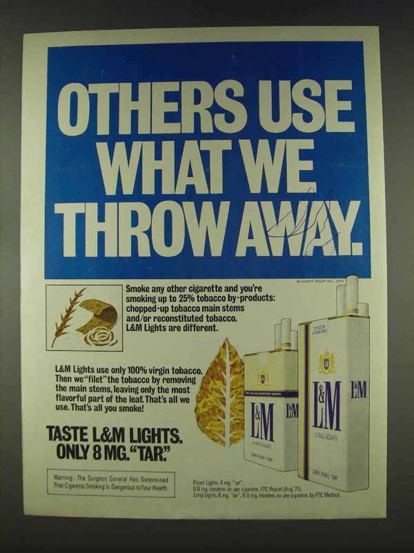 throw away cigarettes 1978 L&M Cigarettes Ad - What We Throw Away