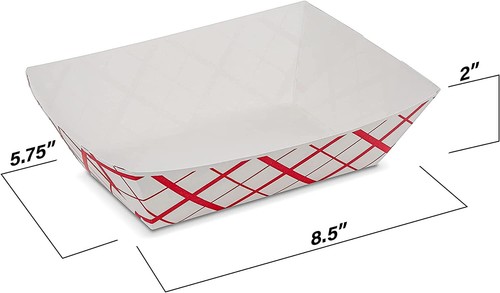 MT Products Food Paper Trays - 5 lb Red-White Nacho Trays - Pack of 50 - Picture 3 of 7