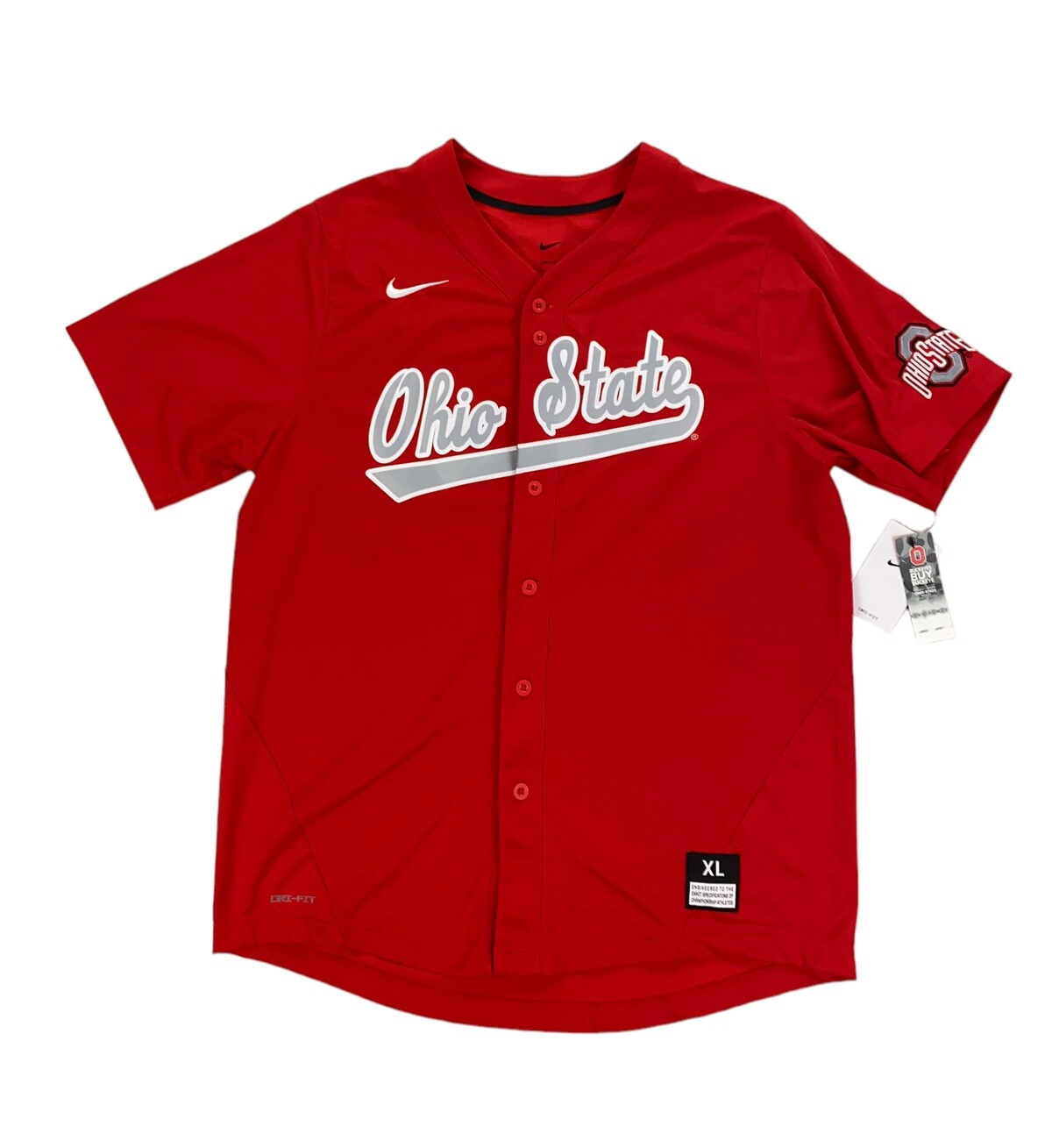 НОВАЯ реплика бейсбольной майки Nike Ohio State Buckeyes Mens Sz XL Scarlet Dri-FIT