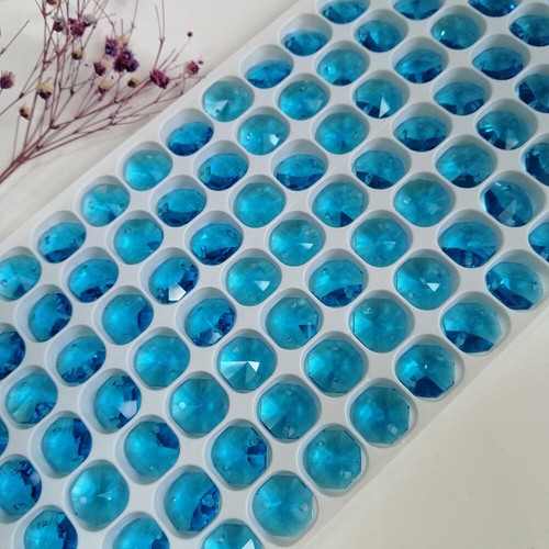 2000pcs 14mm Crystal Octagon Beads Lake Blue 2Holes Chandelier Prisms Decoration - Picture 1 of 20