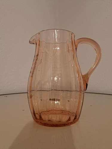 Krug Karaffe Kanne Rosalin Glas handgeschliffen Vintage Art déco - Bild 2 von 3