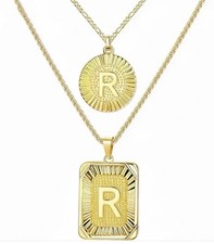 Elegant 18k Gold Plated Initial Letter Pendant Necklace Women Men Birthday R 903