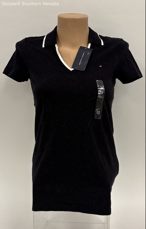 Tommy Hilfiger Women's Black/White Polo - Size XS