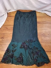 Vintage Y2K Garden Fairy Violet Kay Green Floral Jacquard Maxi Skirt Medium