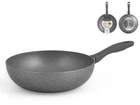 H&h Wok Non-Stick Stone Induction Grey Cm28