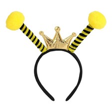Bee Headband with Crown Bug Antennae Hair Bands Black Yellow Bee Antenna Hair...