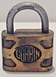 1890'S ANTIQUE Vintage Corbin CABINET LOCK USA STEEL CHESTS Brass Padlock No Key