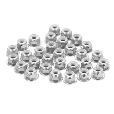 30 Pcs M4 Pitch 0.7mm Aluminum Alloy Lock Nuts, Silver Tone