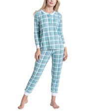 Muk Luks Printed Henley Top  Pants 2pc Pajama Set Size L