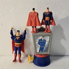Vintage 1997 Superman Burger King Kids Club Spinning Booth and action figures.