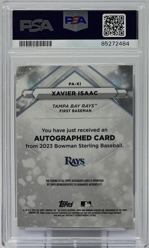 Xavier Isaac Rookie Auto PSA 10/10 -2023 Bowman Sterling Prospects ‘Silver’ /100 - Picture 6 of 8