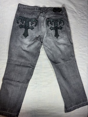 AFFLICTION Cooper Relax Boot Jeans Pink Trademark Graphic  A  Hardware+leather  
