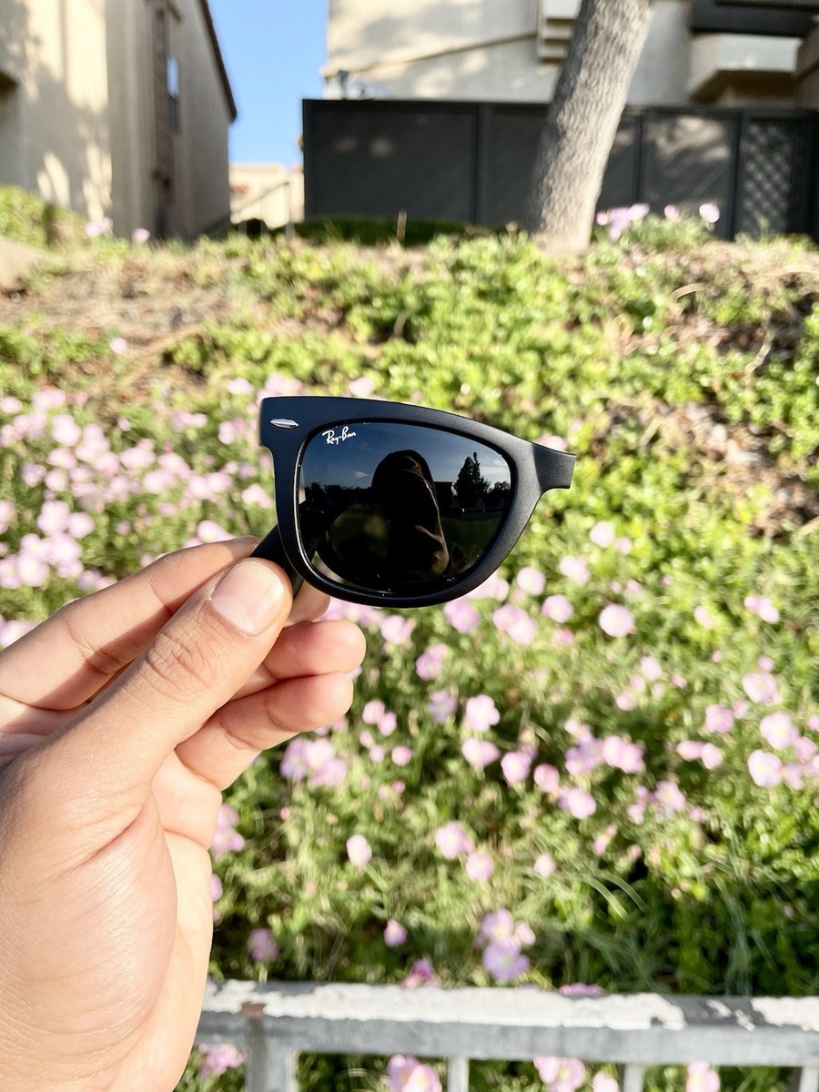 New Ray Ban Foldable Folding Wayfarer RB4105 4105 Black G15 Lens