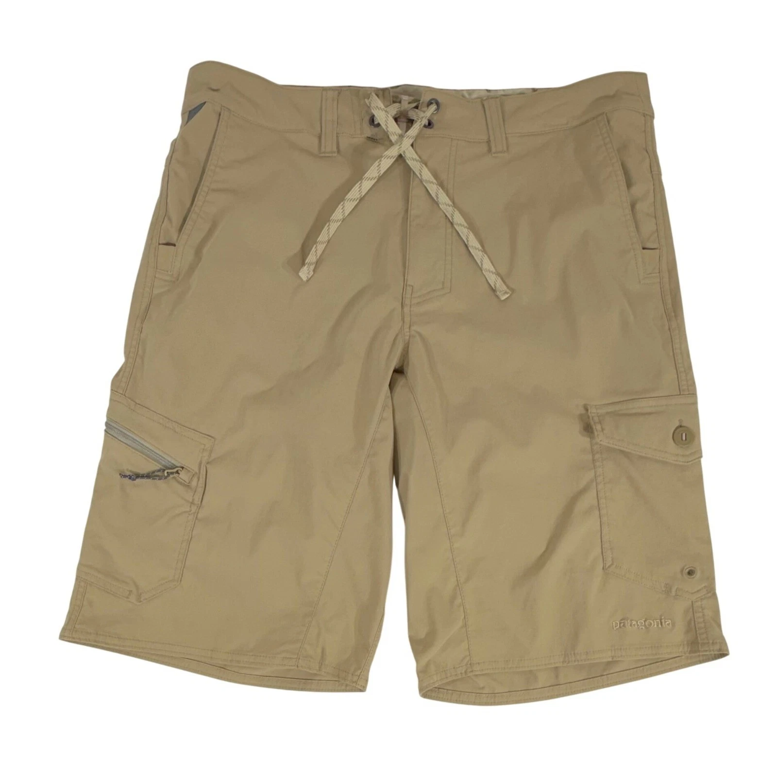 Patagonia Cargo Shorts 35 Khaki Tan Stretch Hiking Outdoor Fishing 12" Inseam