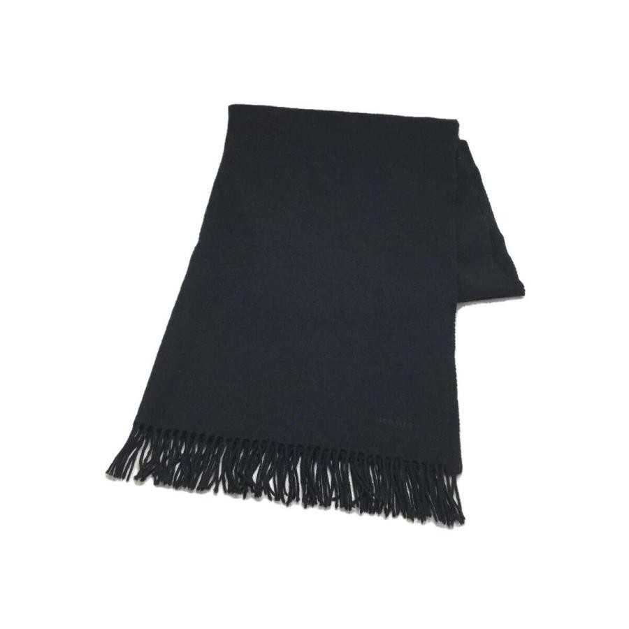 HERMES Stole Wool Black Solid Color Width 77cm x … - image 1