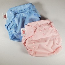 Lot of 2 Bum Genius Flip Cloth Covers Blue Pink Blossom Twilight