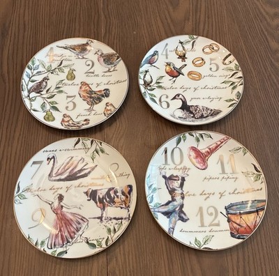 Better Homes & Gardens 12 Days of Christmas Porcelain 8.5in Salad Plates (4)