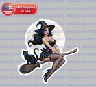 Sexy Pin Up Girl Witch Pinup Halloween 3.5" Broom Vinyl Decal Sticker 2 PACK D