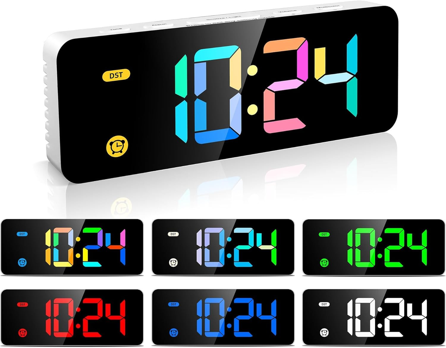 For Kids -digital Clock With 7 Color, 4 Dimmable Backlight & 3 Adjus