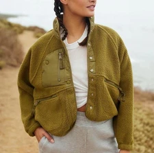 FP Movement Hit The Slopes Fleece Jacket Olive Green S Outdoor Hiking Activewear