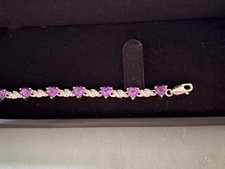 Silver 925 Tennis Bracelet with Heart Amethys...