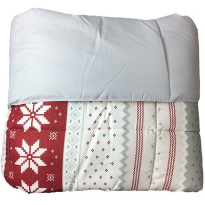 The Big One Full Queen Down Alternative Comforter Reversible Red Gray Fair Isle