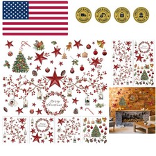 4 Sheets Christmas Wall Stickers Decals Removable Merry Christmas Window Wall...
