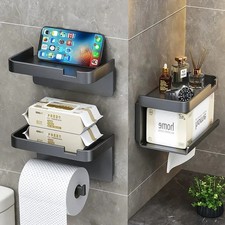 Toilet Paper Holder with Mobile Phone Storage Shelf Holders Wall Mounted Rack