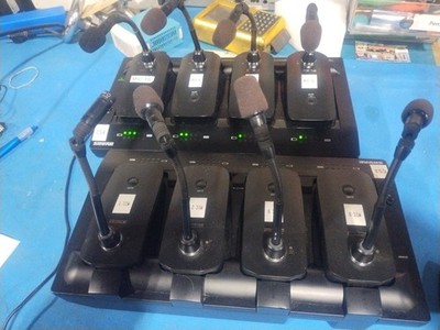 Shure MXWNCS8 8-Port Charging Station w/ 4x MXW8 Z10 Microphones