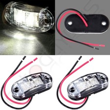 2x Clear Lens White Led Fender Side Marker Lights Universal For Truck Trailer