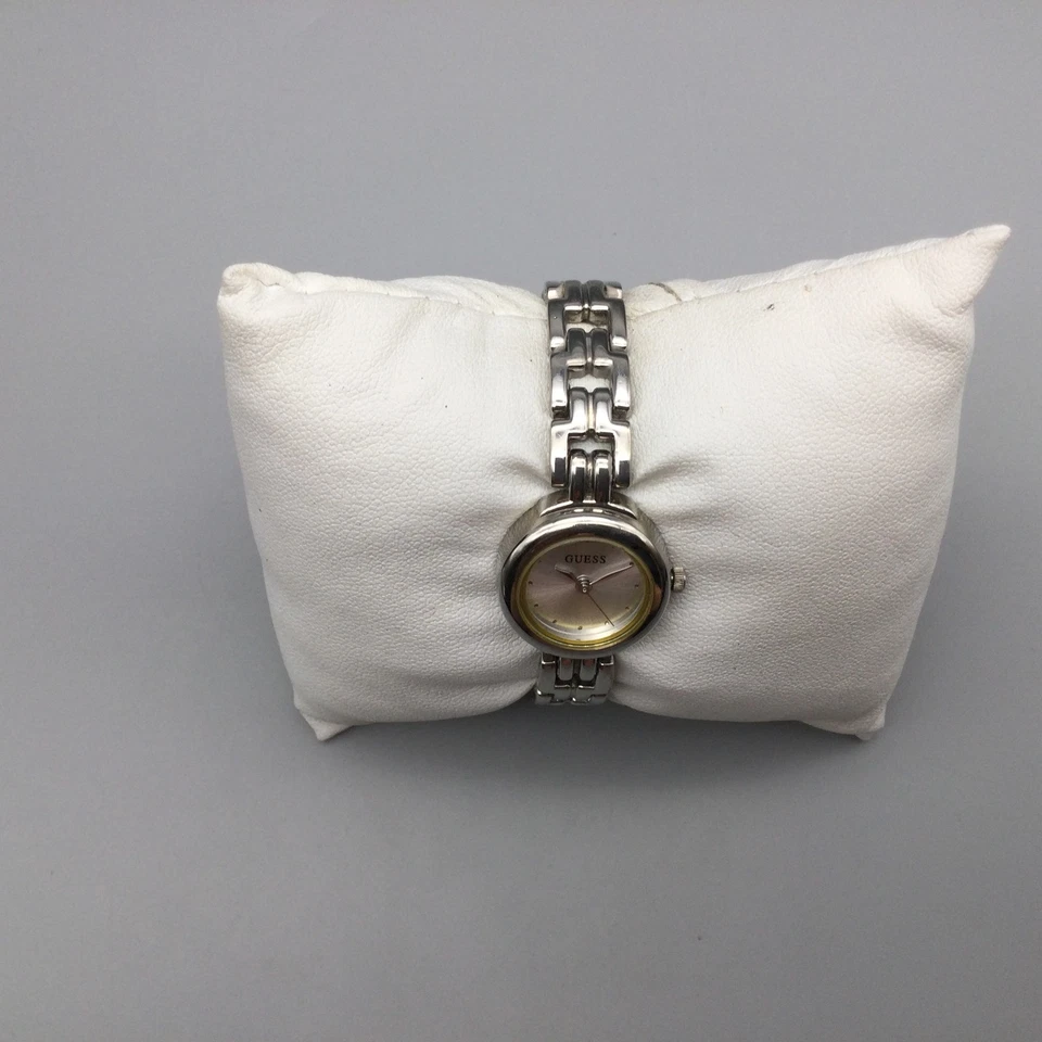 Reloj Guess Mujer Tono Plata Pulsera 20mm Esfera Redonda Batería Nueva 5.75" Foto 3 de 4