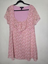 Forever 21 Plus Short Pink Floral Dress 3X Baby Doll Bow
