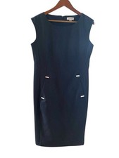 Calvin Klein Size 8 Gray Denim Chambray Metal Detail Sheath Dress Career Work