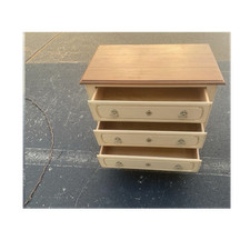 Ethan Allen 3-Drawer Nightstand w/ Storage, Beige & Medium Wood Top, 26x28x18
