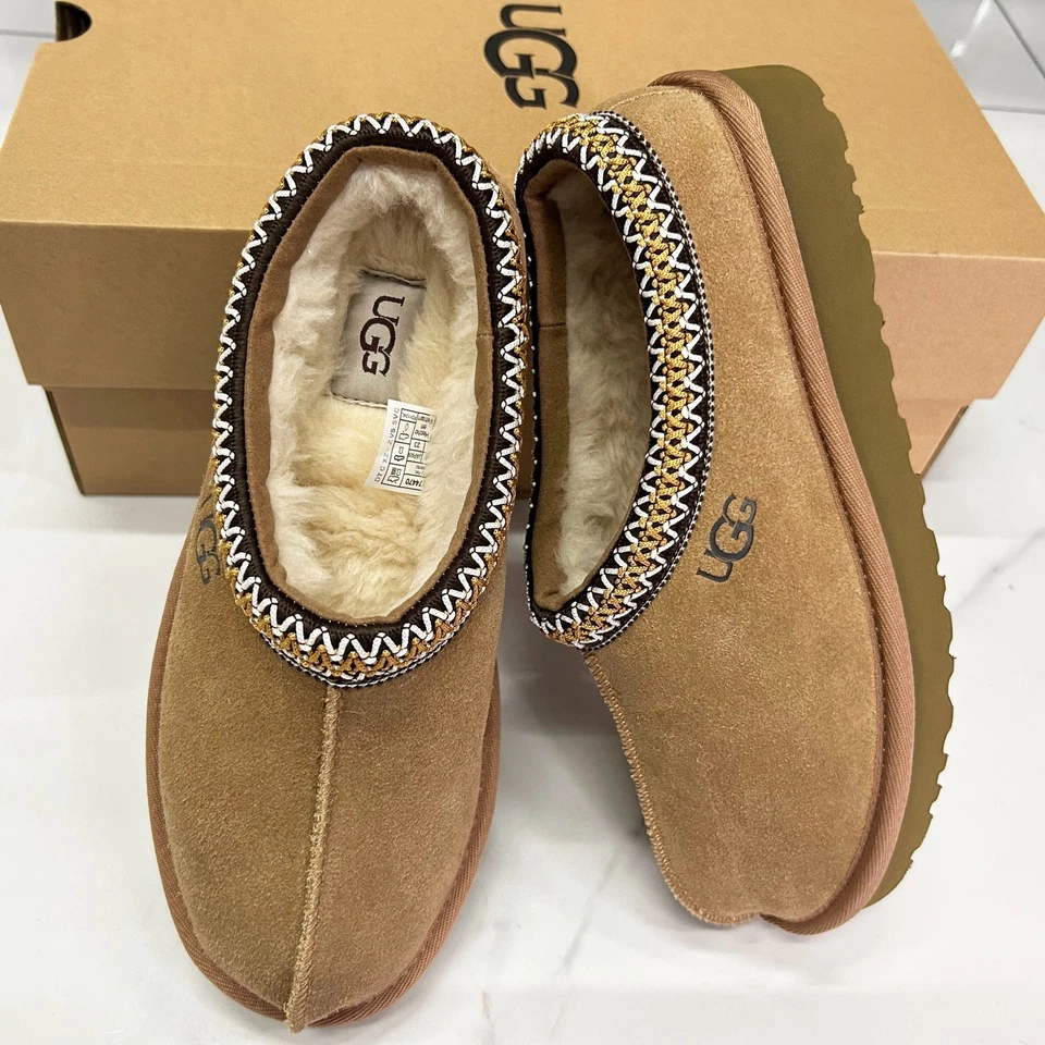 UGG Women's Tasman II Chestnut Braid Suede Upper Slippers US 6-11 Comfort Shoes - Image 2 of 4