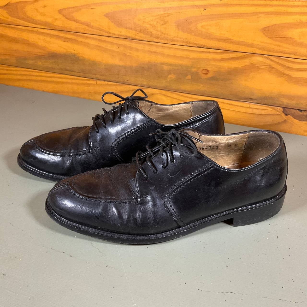 Pronto Uomo Shoes Mens Size 8M Black Leather Derby Dress Oxford Made In Italy