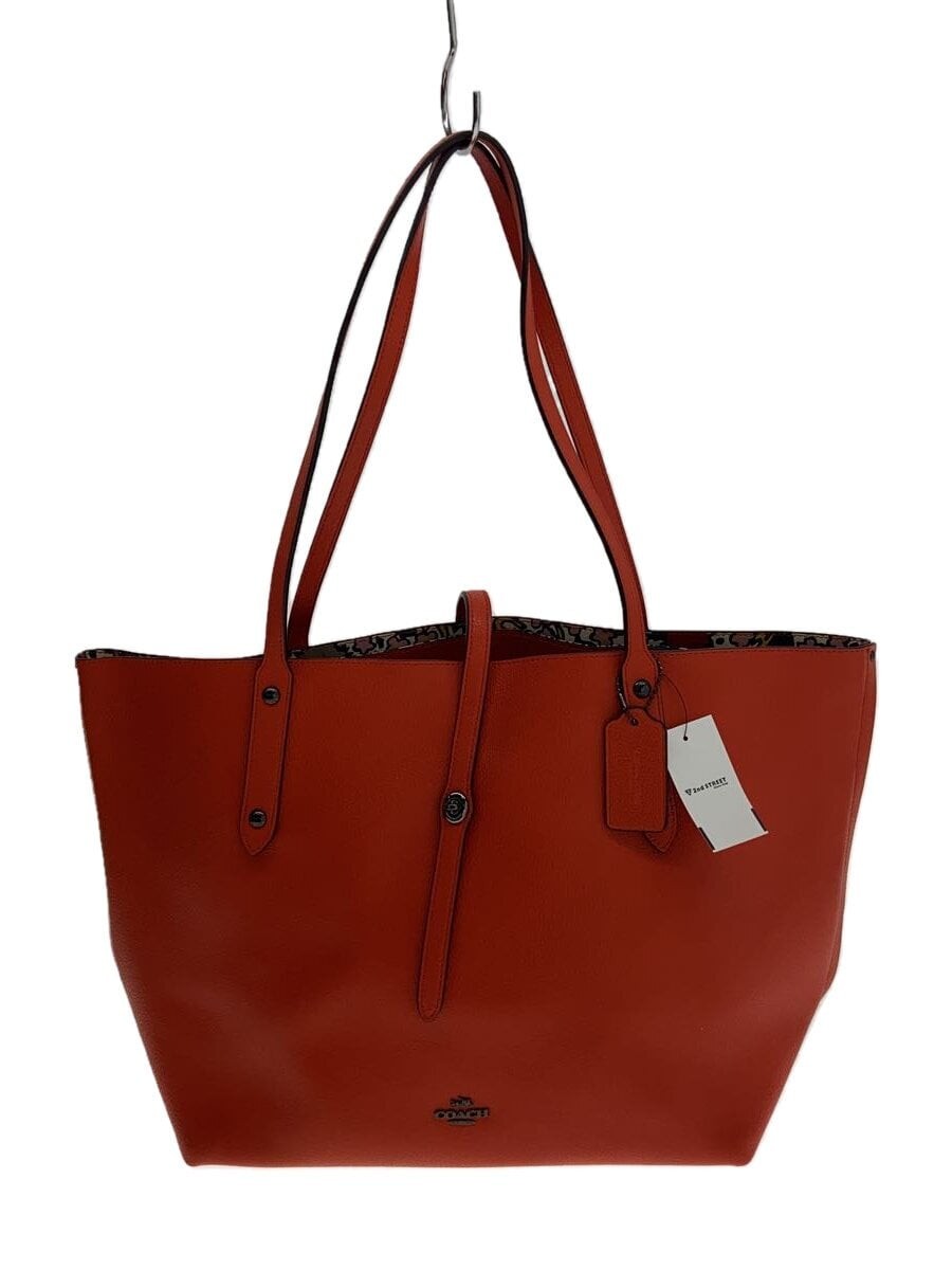COACH Leather Market Tote Bag with Ornamental Detailing  