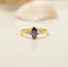 925 Sterling Silver Beautiful Natural Amethyst Ring, Promise Ring, Gift For Her