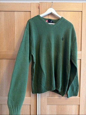 CHAPS Ralph Lauren Herren Strickpullover V-Ausschnitt Grün Gr. L 100% Baumwolle