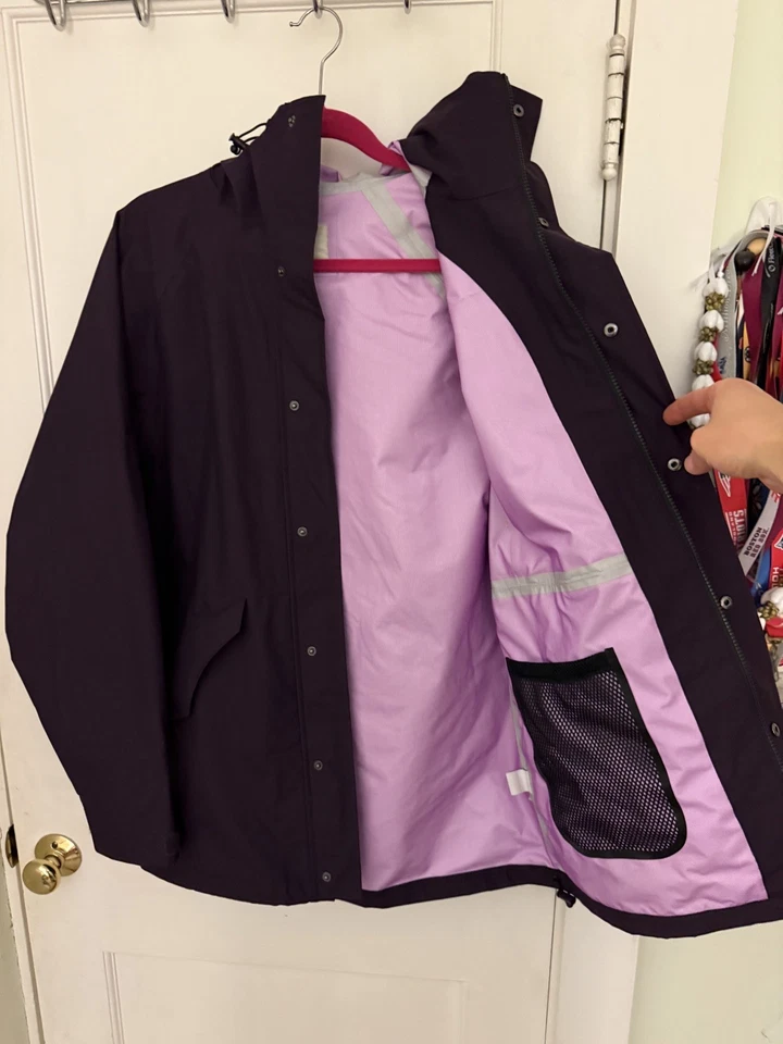 Aime Leon Dore ALD Unisphere Waterproof Hooded Shell Jacket Purple Zip Rain Coat - Image 3 of 4