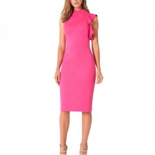 Black Halo Pabla Ruffle-Trim Stretch Crepe Cocktail Dress pink sz 0
