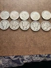 Lot of 10 90% Silver 5 Roosevelt Dimes 5 Mercury Dimes Mixed Dates  ￼￼     #31