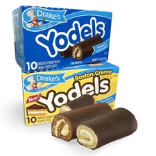 Drake's Yodels Snack Cakes Combo Pack | Boston Creme & Original Devils Food | Pa