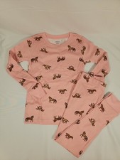 Carter's pink with horses pajama set youth girl size 6