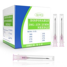 18 Gauge 1 Inch Disposable Needles with Caps - Luer Lock Lab 18G 1"