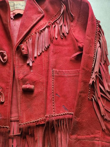 Vintage Child Jacket Cherokee Togs Red Suede Fringed Western Style - Picture 3 of 13