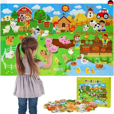 Dr.Rapeti 43x28 Zoll Filz-Storyboard-Set, 41Pcs Filz Tiere Spielzeug, Farm Anima